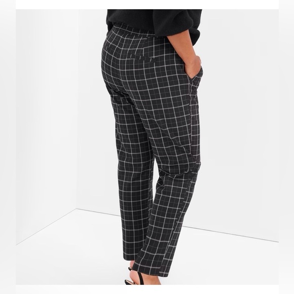 NWT Gap Factory Sz L Twill Black Plaid Easy Pants Pull On Tapered Ankle Mid Rise - Picture 2 of 10